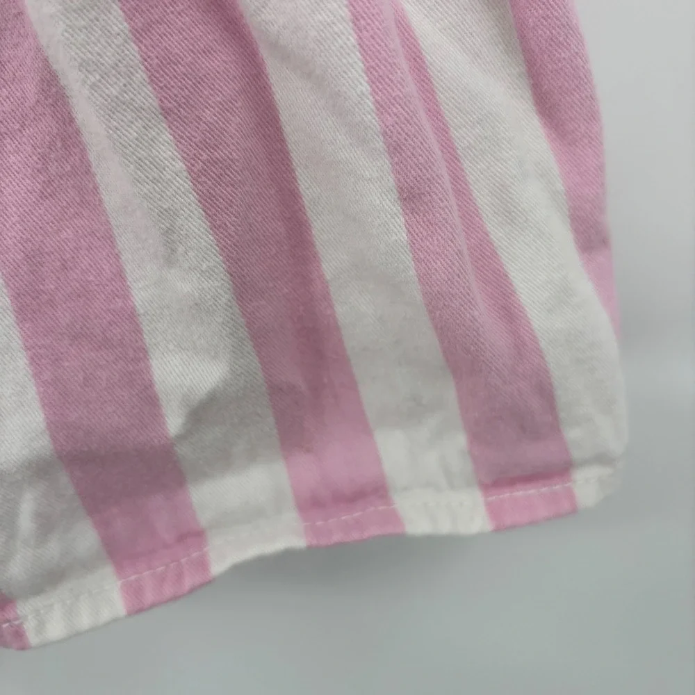OshKosh B'gosh Overall Dress Kids 5T Pink White Striped Denim Hickory Preppy